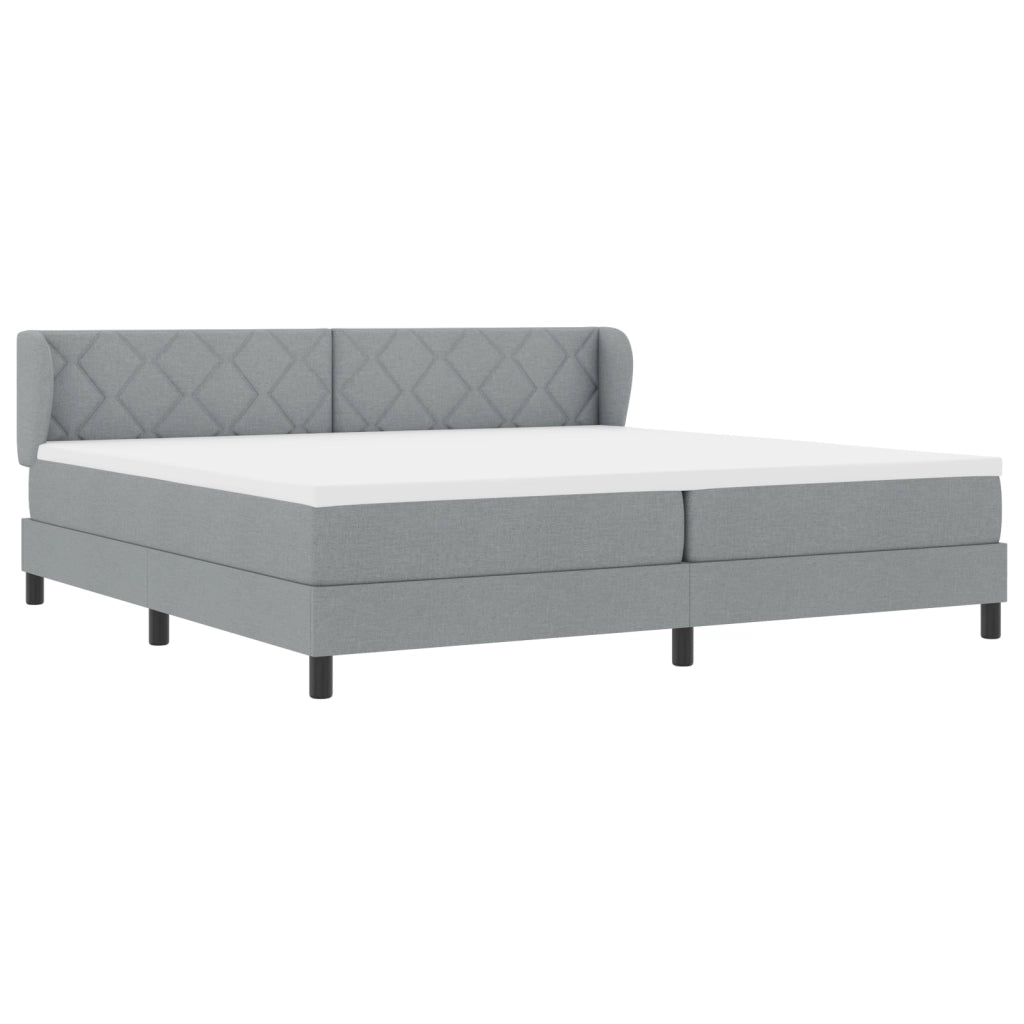 Letto Box Spring con Materasso Grigio Chiaro 200x200 cm Tessuto
