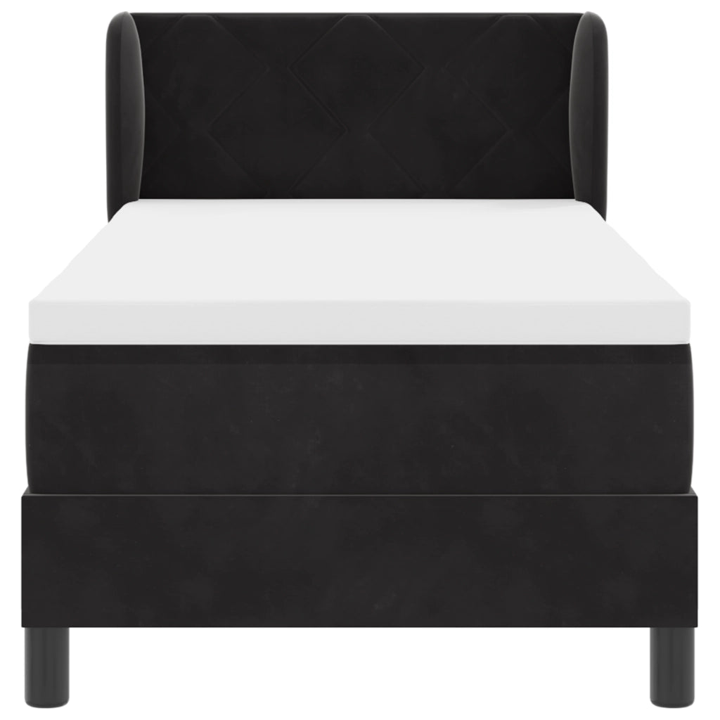 Letto Box Spring con Materasso Nero 80x200 cm in Velluto