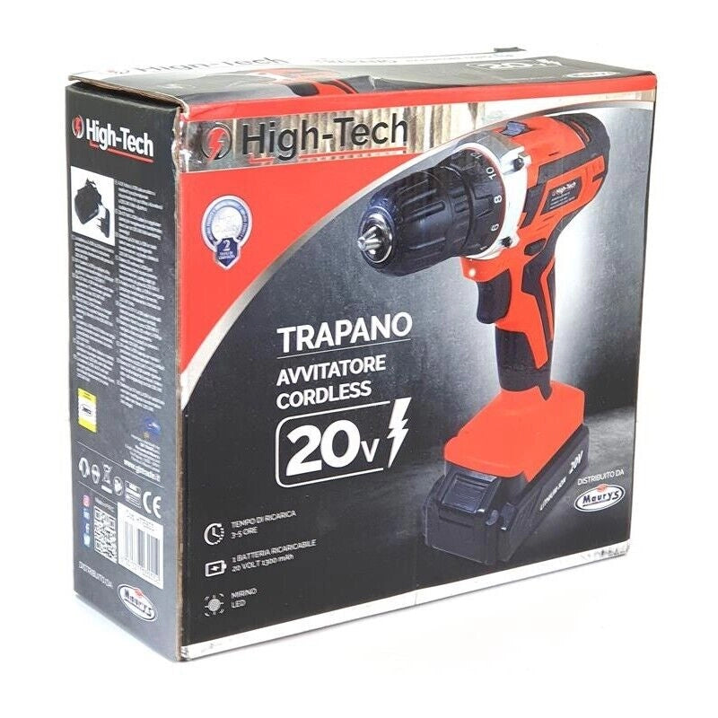 HIGH-TECH TRAPANO AVVITATORE CON BATTERIA 20 V 1300 MAH