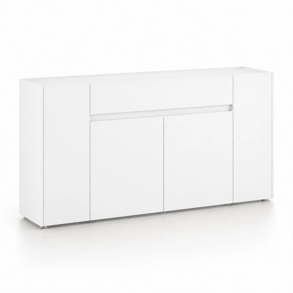 Madia Elegante Con 4 Ante E 1 Cassetto In Melaminico Mobile Contenitore Moderno Per Sala Da Pranzo E Soggiorno 170 X 85 X 40 Cm Bianco