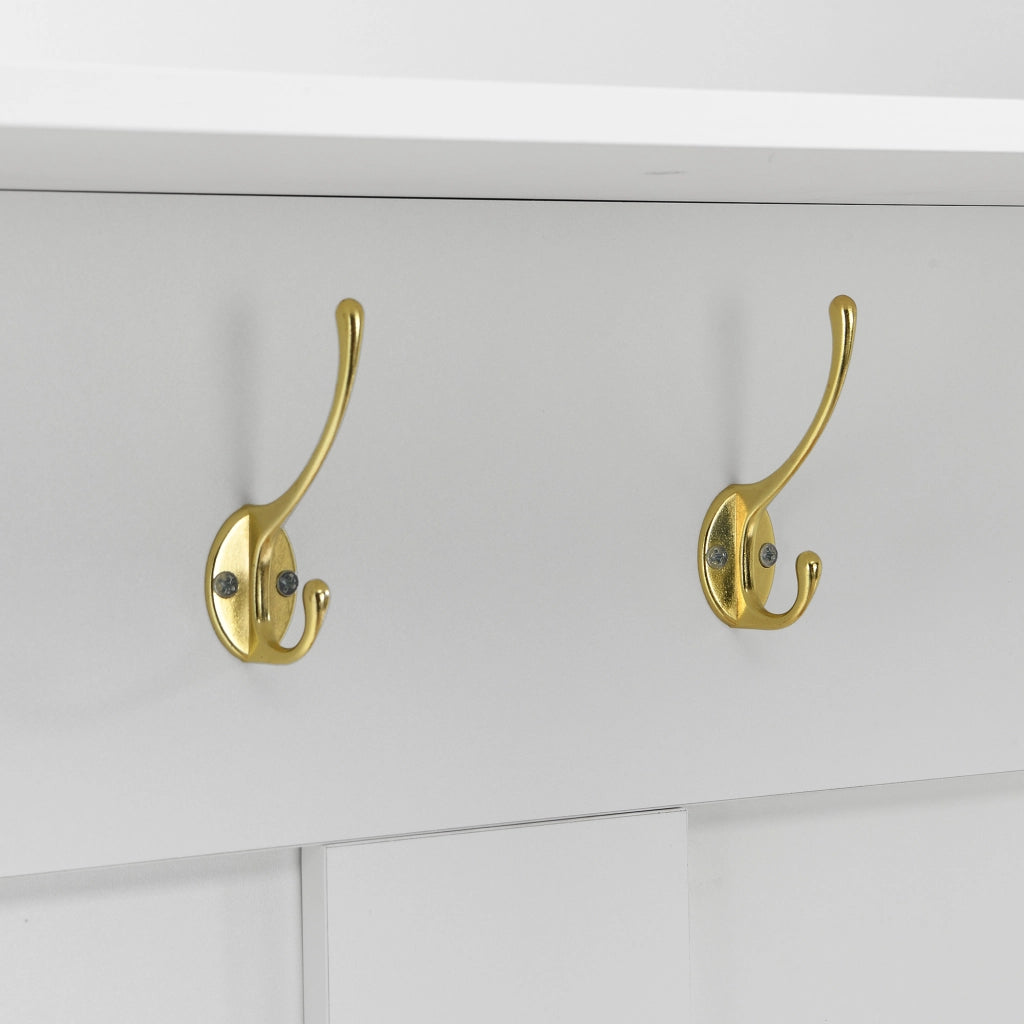 Guardaroba da Ingresso con Appendiabiti, Ripiano e Scarpiera, in MDF Bianco e Color Legno