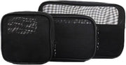 Set di borse da trucco in tessuto mesh, aderente e traspirante, con chiusura a zip, ideale per viaggiatori - 3 borse in tessuto mesh, design a mesh, aderente e traspirante, con chiusura a zip, per beauty essentials in stile.