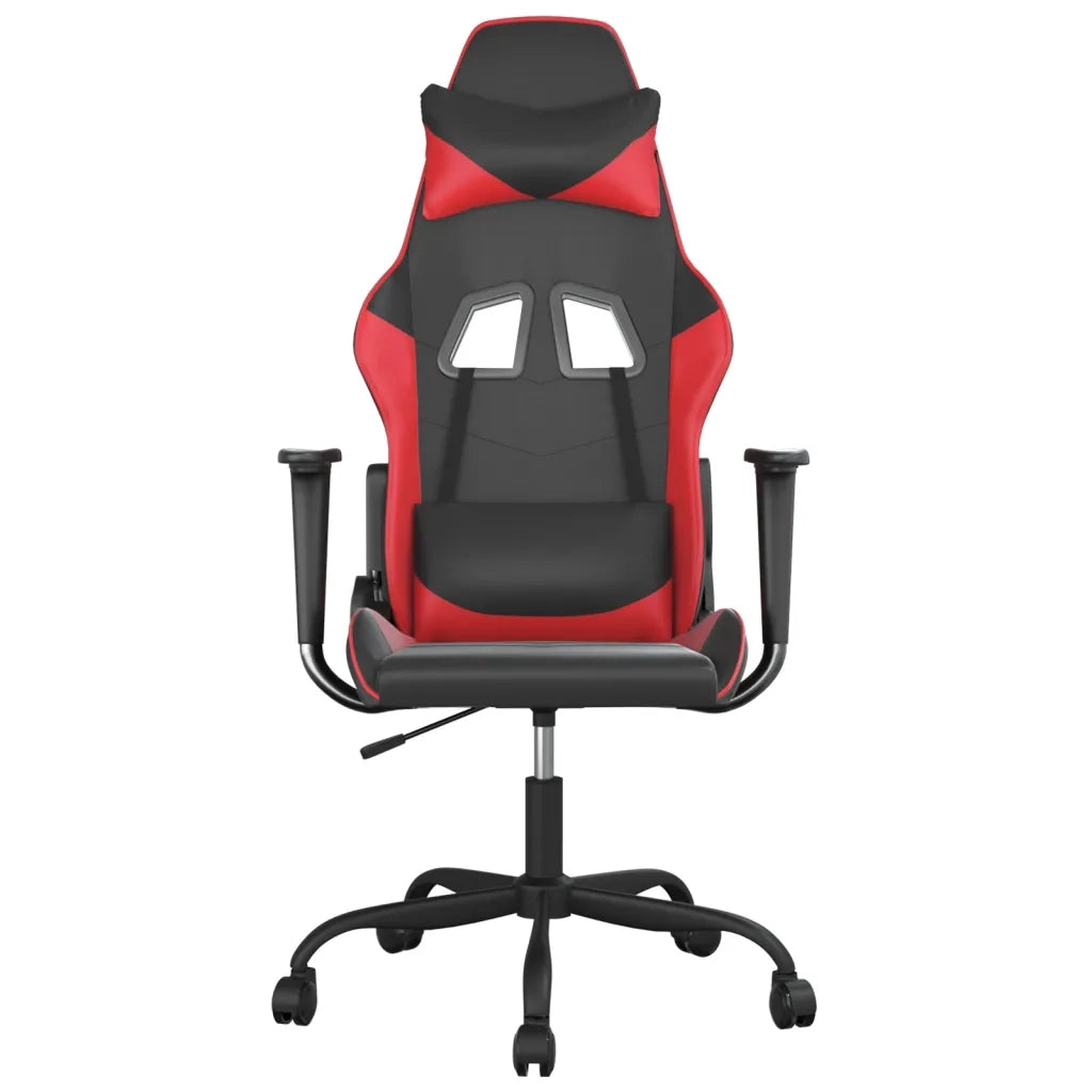 Sedia da Gaming | Sedia da e-sports Massaggiante Rosso e Nero in Similpelle