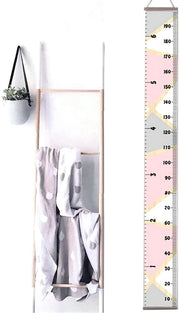 Tavola di crescita in legno e tela - Tavola di misurazione per bambini - Portatile - Decorazione per muro - Camera da bambini - 200 cm x 20 cm