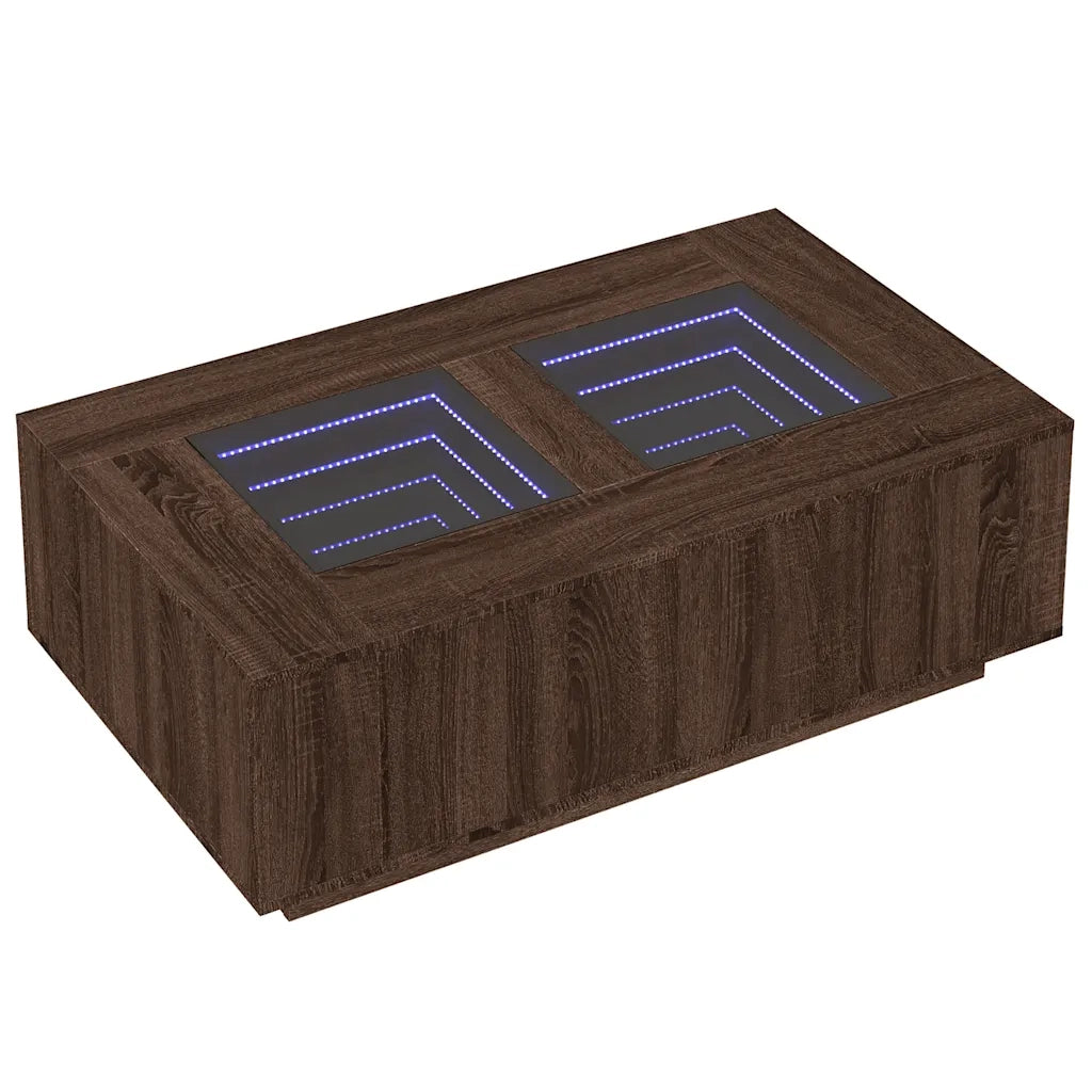 Tavolino Salotto con LED-Tavolino da soggiorno-Tavolo Infinity Rovere Marrone 116x69x40 cm