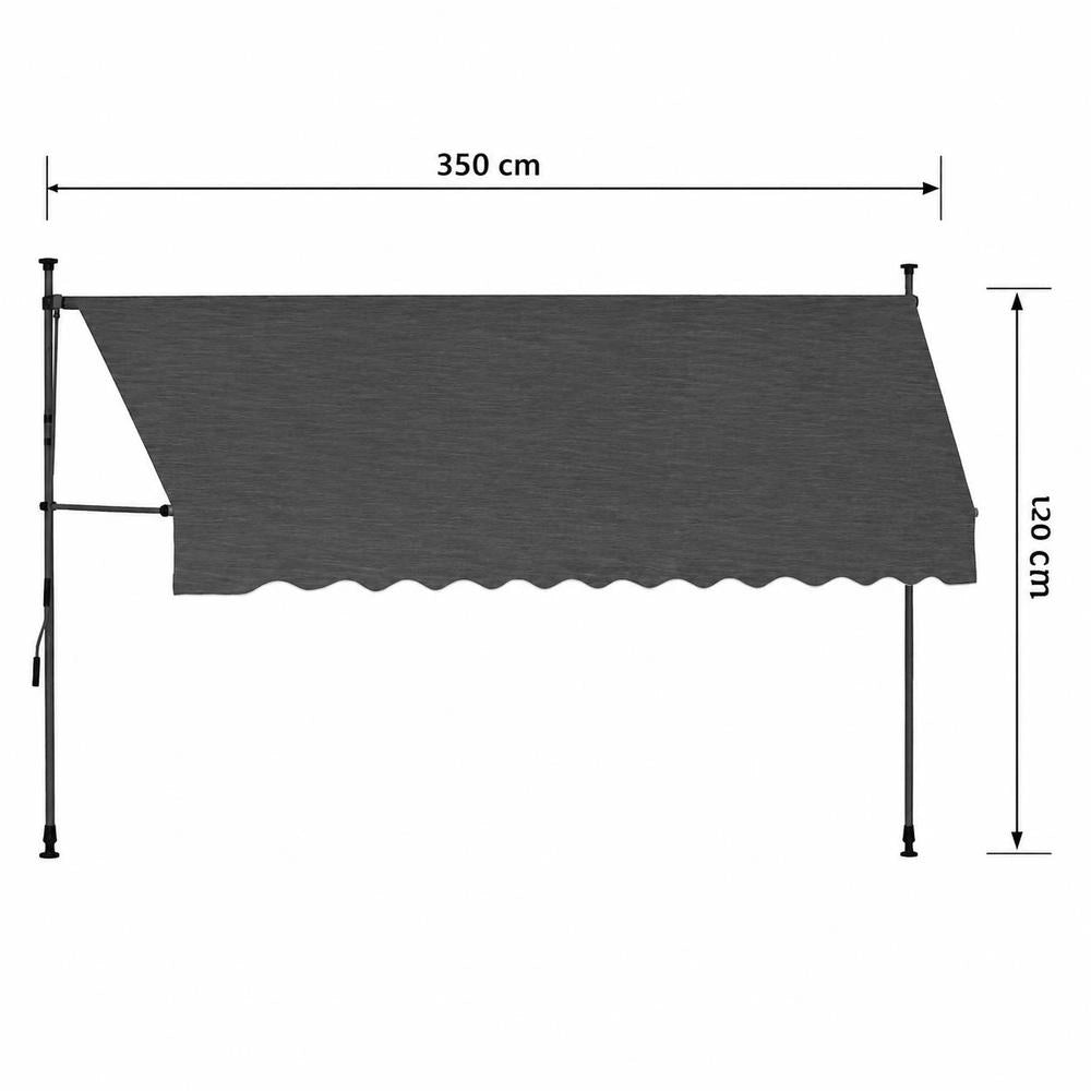 Retractable Awning, Manually Operated, With LED, 350 Cm, Anthracite