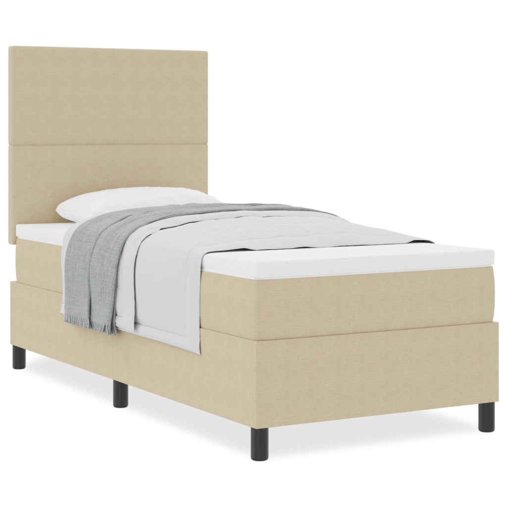 Letto a Molle con Materasso Verde Chiaro Grigio 100x200 cm Tessuto corduroy