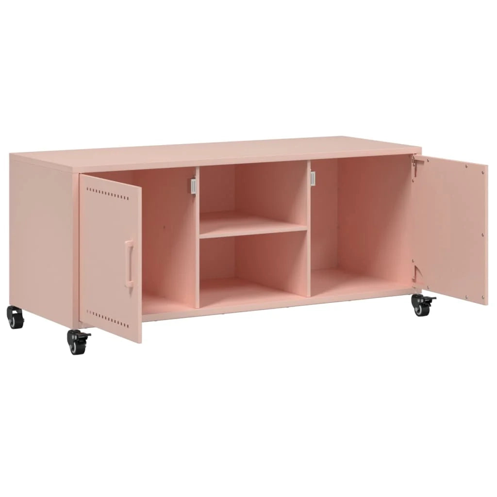 Mobile TV multimediale scaffale TV credenza mobile TV sala da pranzo soggiorno camera da letto rosa 100,5 x 39 x 43,5 cm acciaio rosa 02_0028278