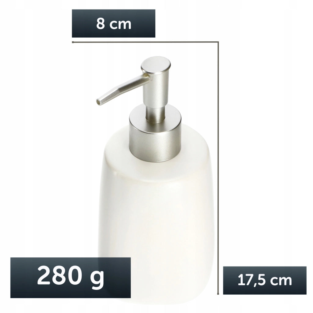 Dispenser di sapone liquido KADAX, contenitore da 400 ml in ceramica bianca, 2 pezzi