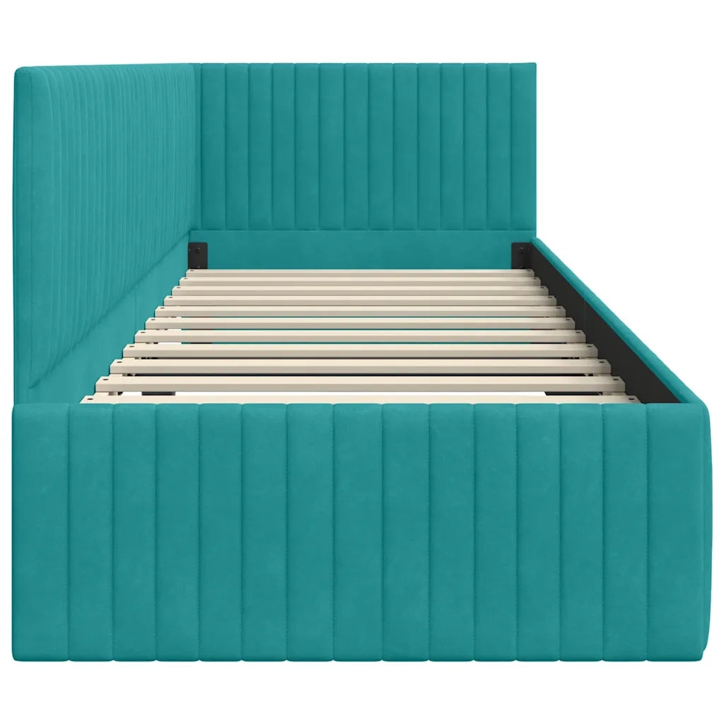 Cornice del letto ad angolo Turchese 80 cm x 200 cm Velluto