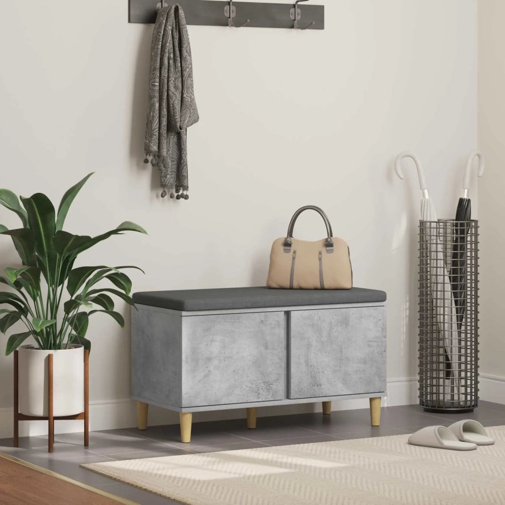 Panca per ingresso con cuscino Grigio Cemento 80 x 38 x 46 cm 891531