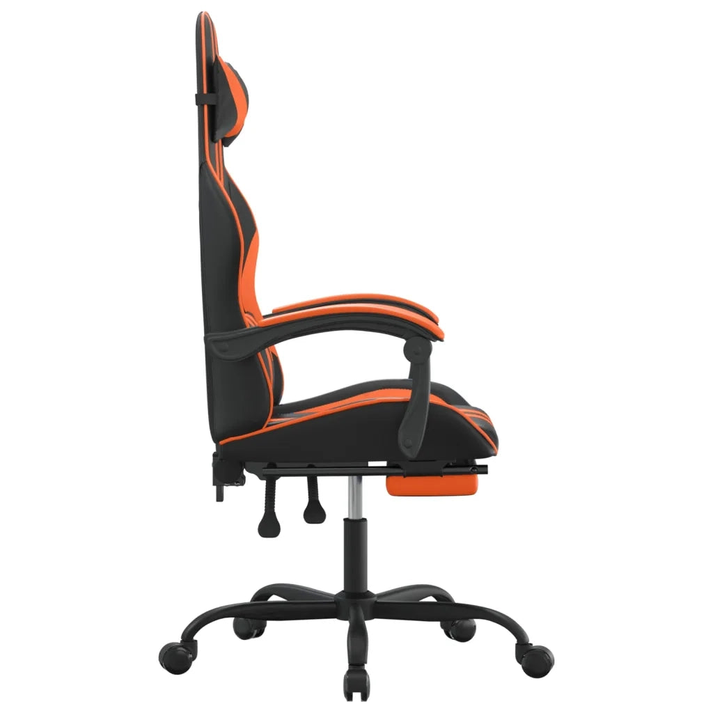 Sedia da Gaming Girevole Poggiapiedi Nero Arancione Similpelle 349537