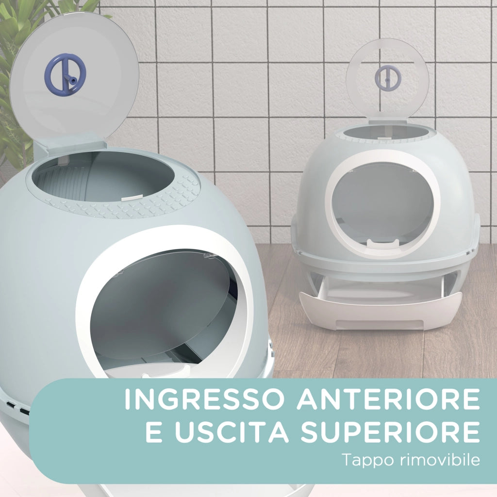 Lettiera Chiusa per Gatti con Vassoio Estraibile ¨C zephmum ¨C Azzurro 47x55x44 cm