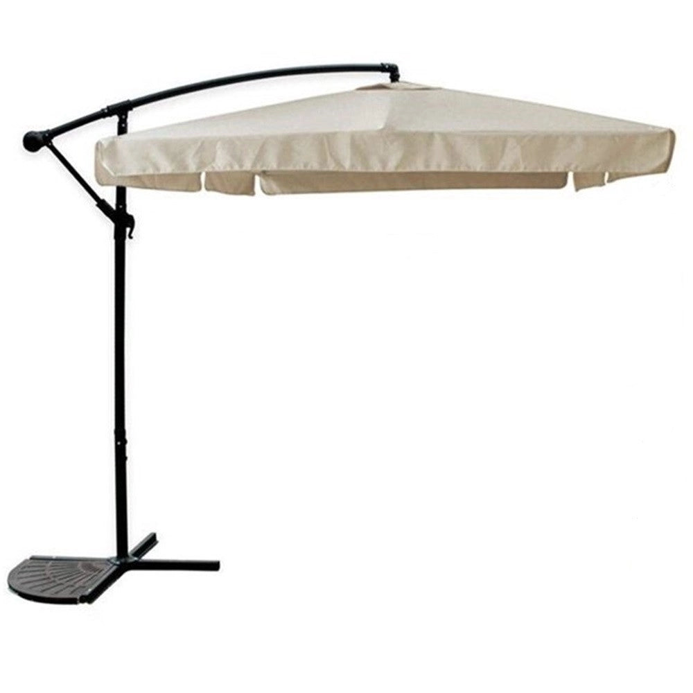 Trade Shop - Ombrellone Laterale Da Giardino Protezione Sole 2x3mt Impermeabile Beige Con Base 223211 -