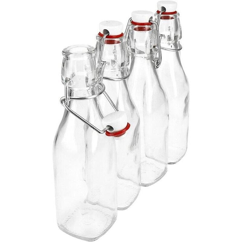 SET 4 BOTTIGLIE IN VETRO SWING CON TAPPO A CHIUSURA ERMETICA 0,250 LT