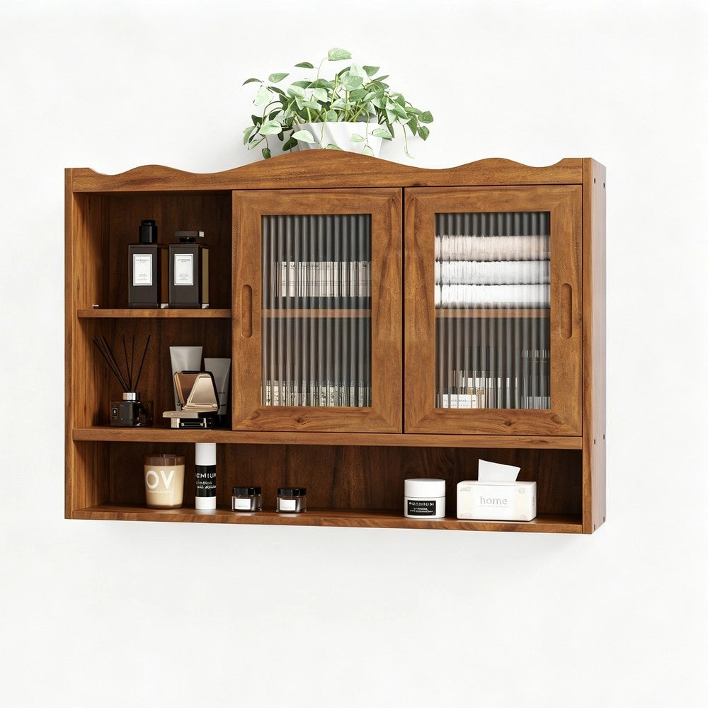Armadietto Bagno 2 Ante Scorrevoli con Ripiani ¨C MINIMAL ¨C Marrone