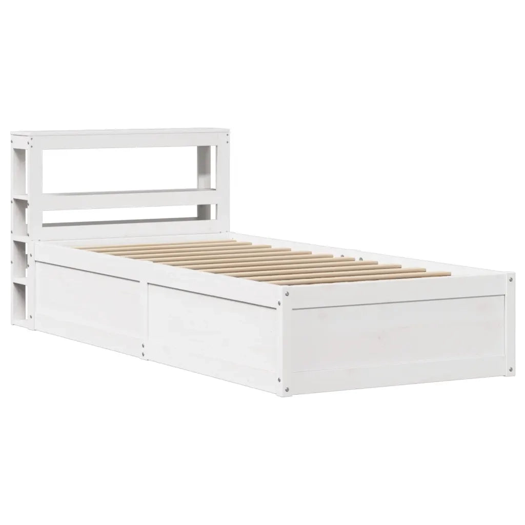 vidaXL Giroletto con Testiera Bianco 90x190 cm Legno Massello di Pino