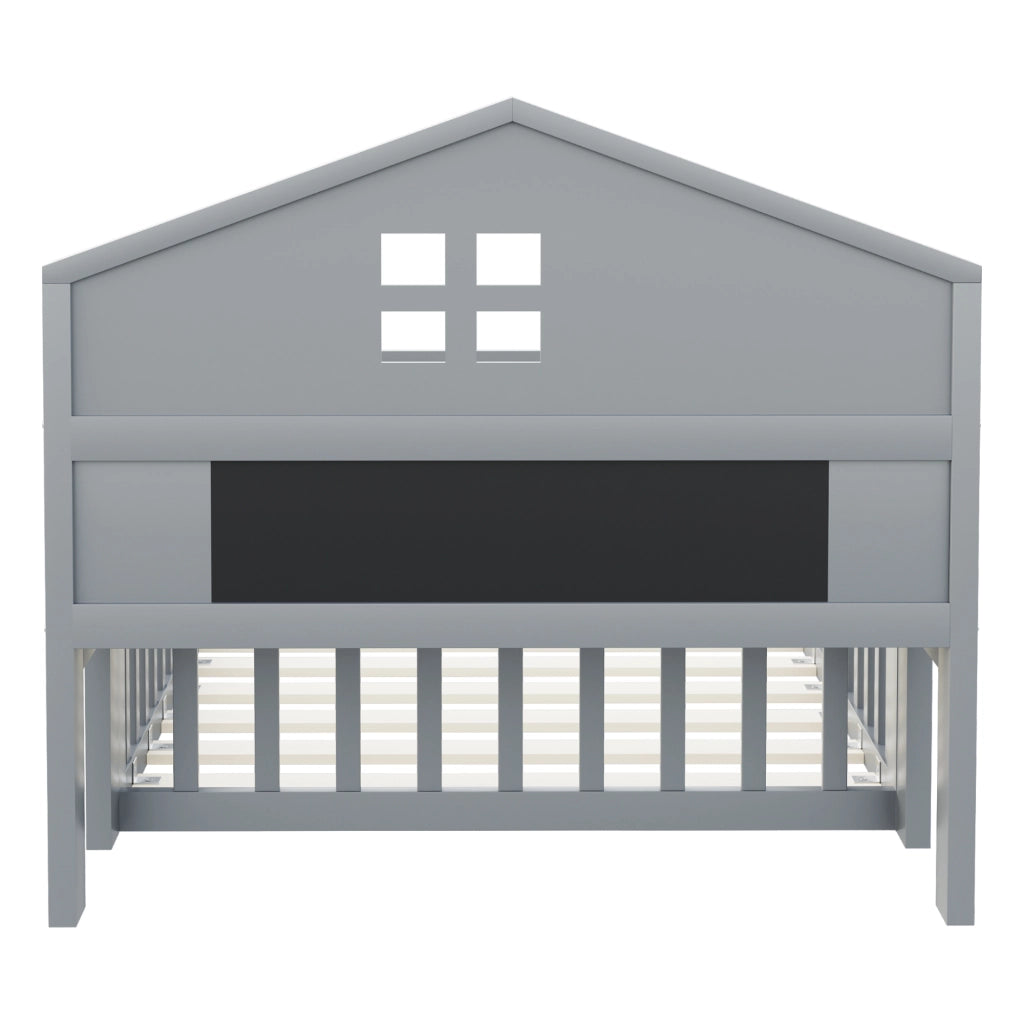 Letto Singolo per Bambini in Legno Massello con Rete a Doghe e Contenitore ¨C MINIMAL ¨C Grigio 90x200