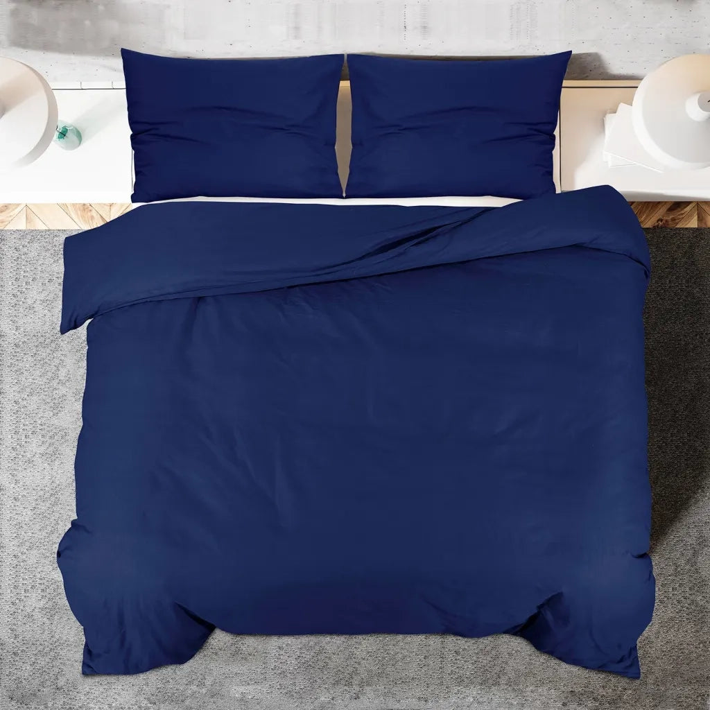 Set Copripiumino Blu Marino 200x220 cm in Microfibra Leggera CFW1419381