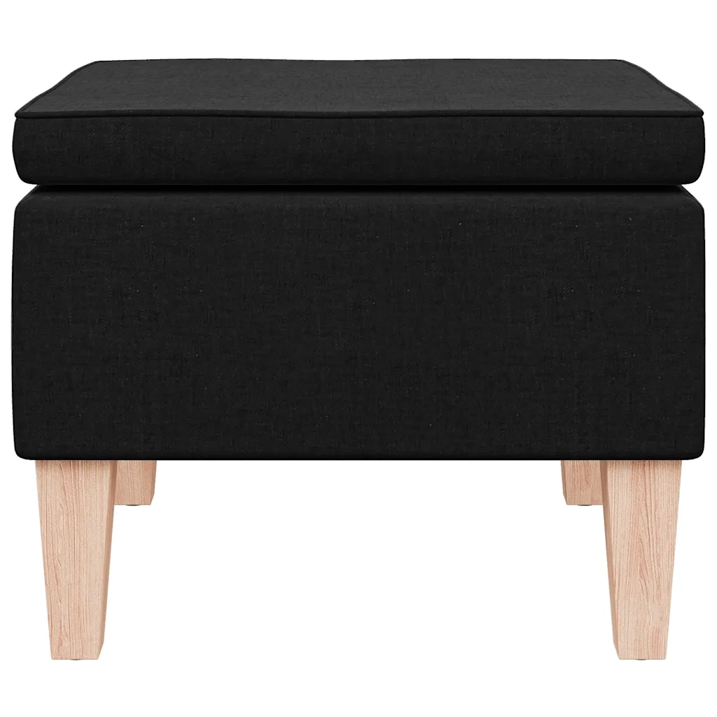 Poggiapiedi con Gambe in Legno Nero in Tessuto 329427