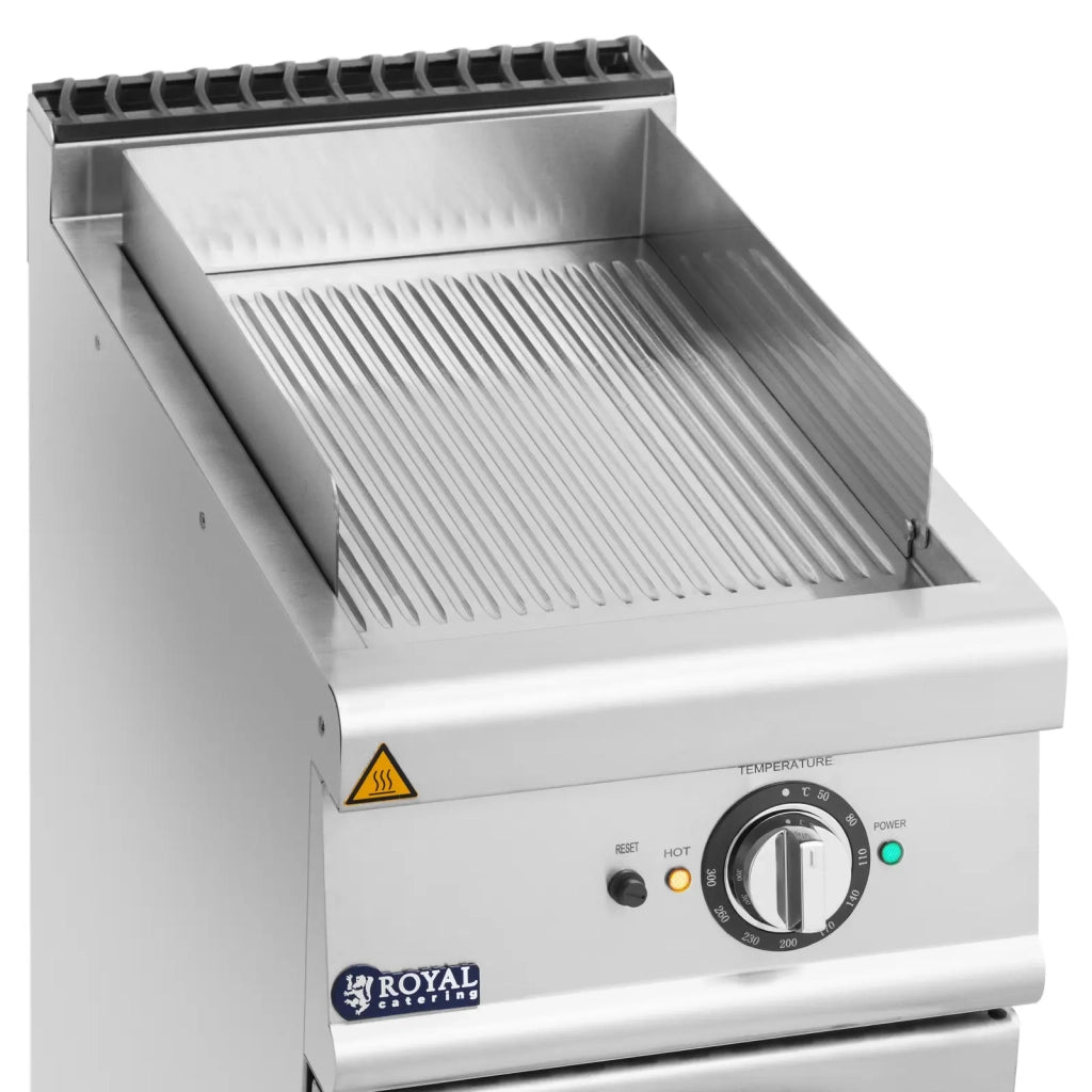 Piastra elettrica 5,4 kW scanalata con base 40 x 70 cm serie pro 730 acciaio inox cromato argento metallizzato 14_0009538