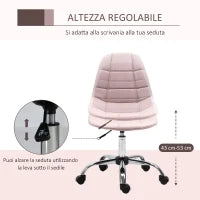 Sedia da Ufficio Girevole , Design Ergonomico e Regolabile Senza Braccioli, Rosa, 59x59x81-91cm