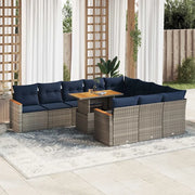 Set Divani da Giardino 11 pz con Cuscini in Polyrattan Grigio 3327540