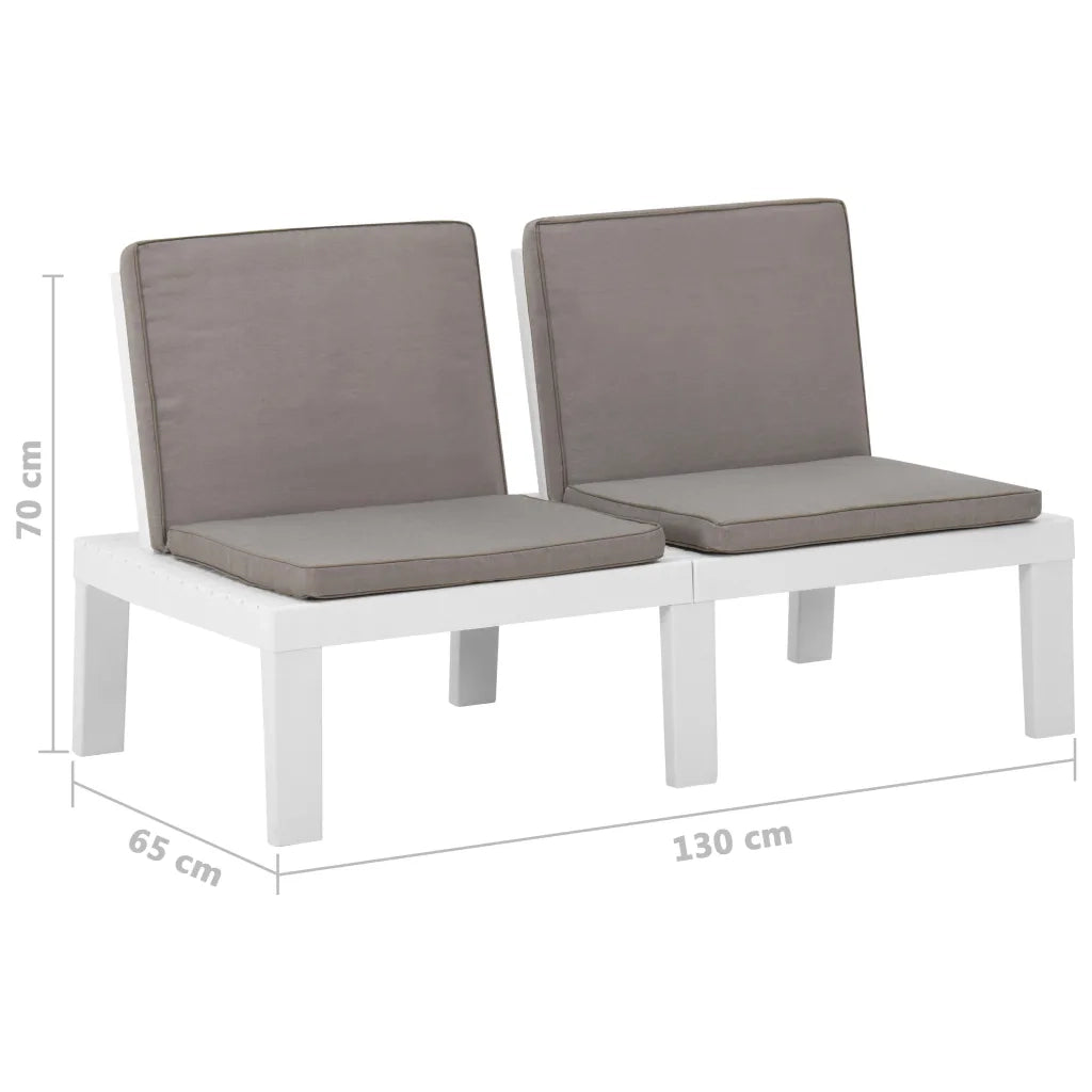 Panchine da Giardino con Cuscini 2 pz in Plastica Bianche