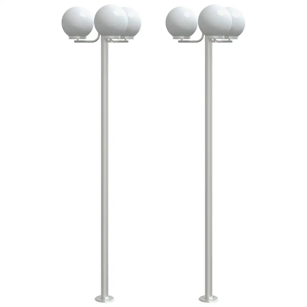 Lampade da Terra per Esterni 2pz Argento 215cm in Acciaio Inox