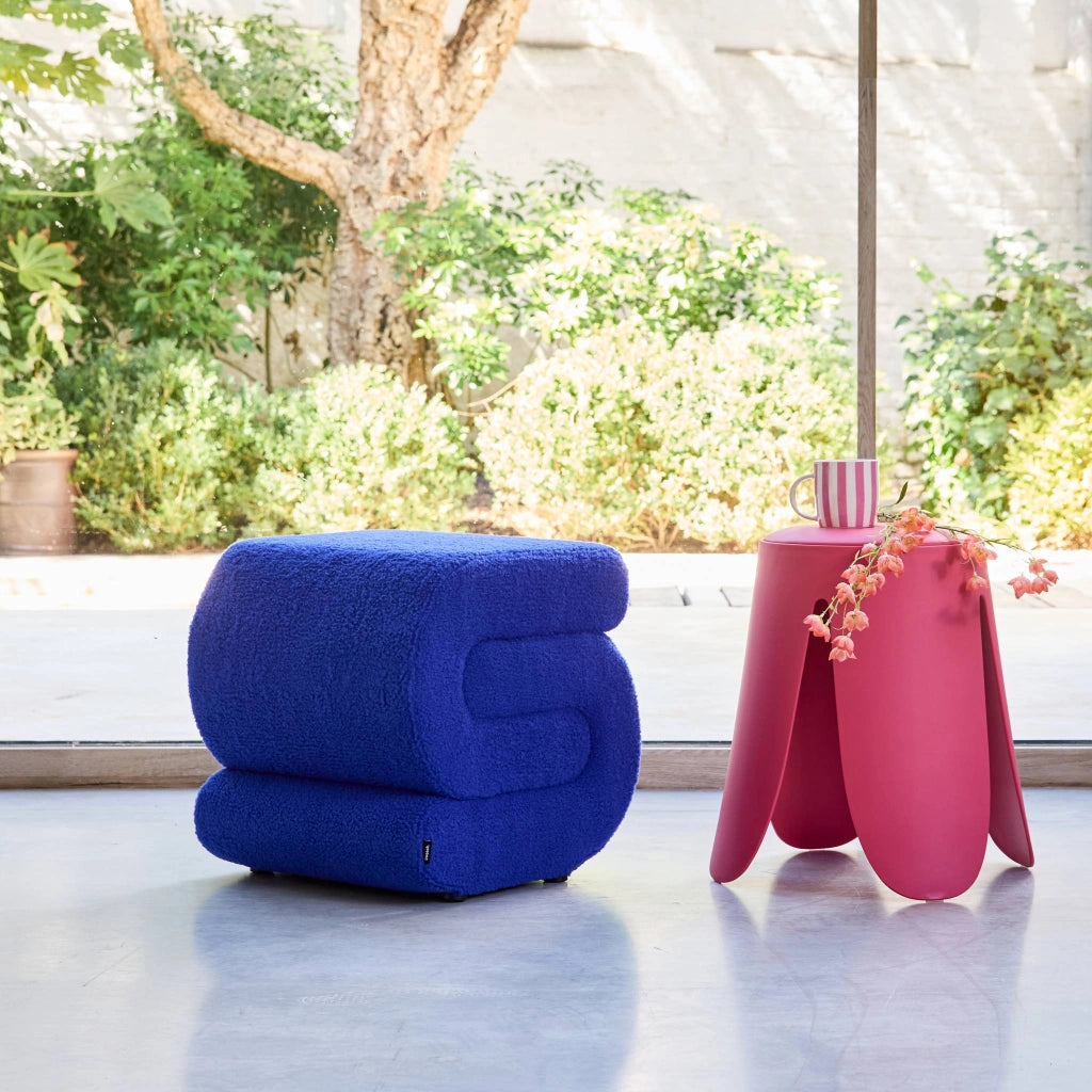 Pouf in bouclé, blu