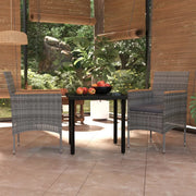 Set da Pranzo per Giardino 3 pz con Cuscini Grigio e Nero cod mxl 38736