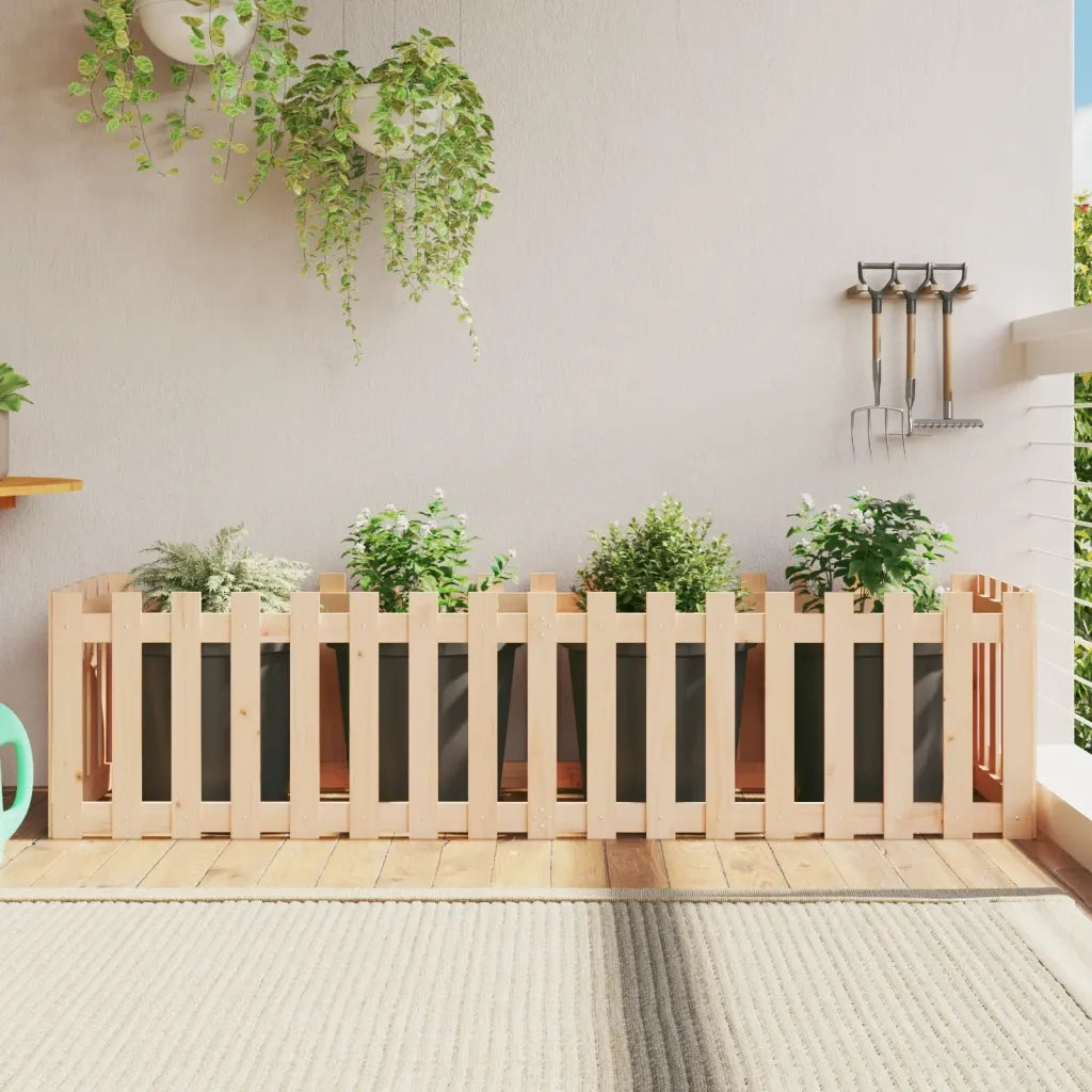 Fioriera | Cassetta per fiori | Vaso da Giardino a Recinzione 200x50x50cm Massello Pino
