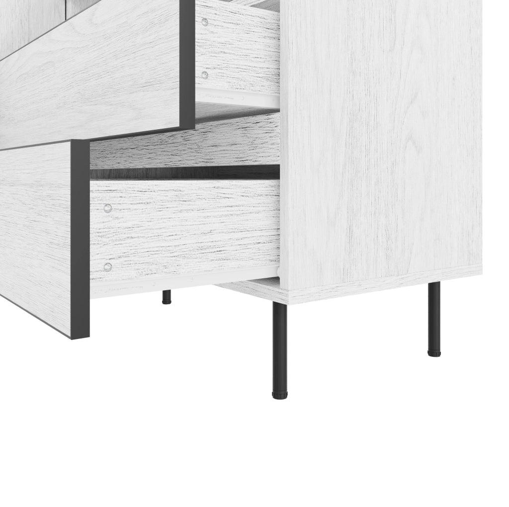 Credenza 140x42x77 cm bianca， 2 ante， 2 cassetti， vano aperto