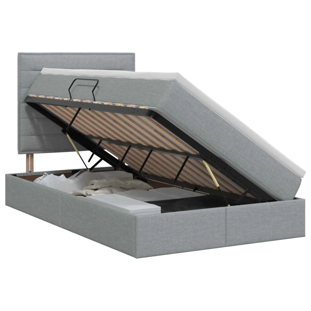 Letto con contenitore e materasso Grigio Chiaro 120 x 200 cm 3459432