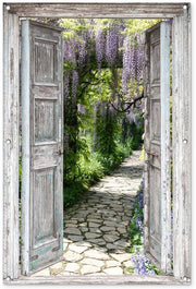 Poster per giardino con vista - 80x120 cm - Copertura esterna - Base in bisonite - Fissaggio semplice - Opluken per giardino