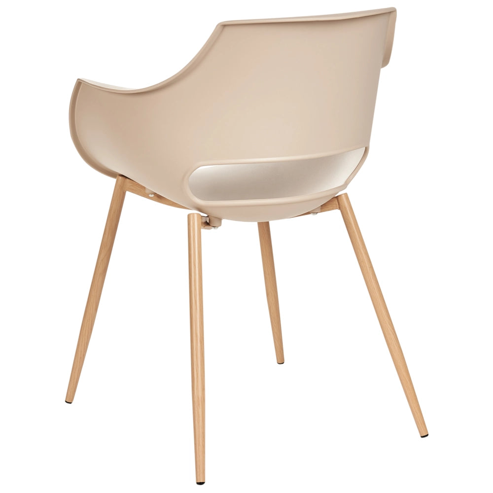 Set di 4 sedie da pranzo Beige Seduta sintetica Gambe in metallo Seduta moderna semplice e minimalista