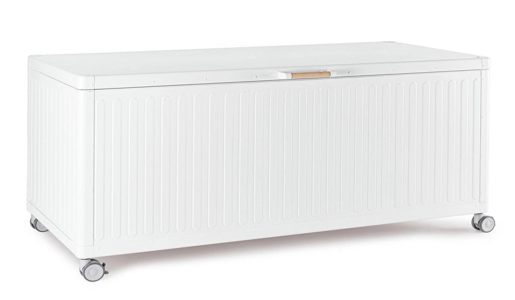 Baule Contenitore da Esterno 182x89,4x70h cm Apertura Facile e Ruote in Alluminio Ocean L Bianco