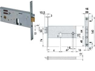 ELETTROSERRATURA DA INFILARE PER FASCE MM.64 H 1451- - mm.70 (14511700) frontale mm.20 - 1 pezzi CISA