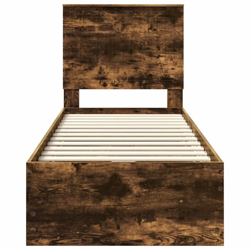 Struttura del letto con cassetto-Giroletto con contenitore-Rete del Letto Rovere fum¨¦ 75 x 190 cm 524695