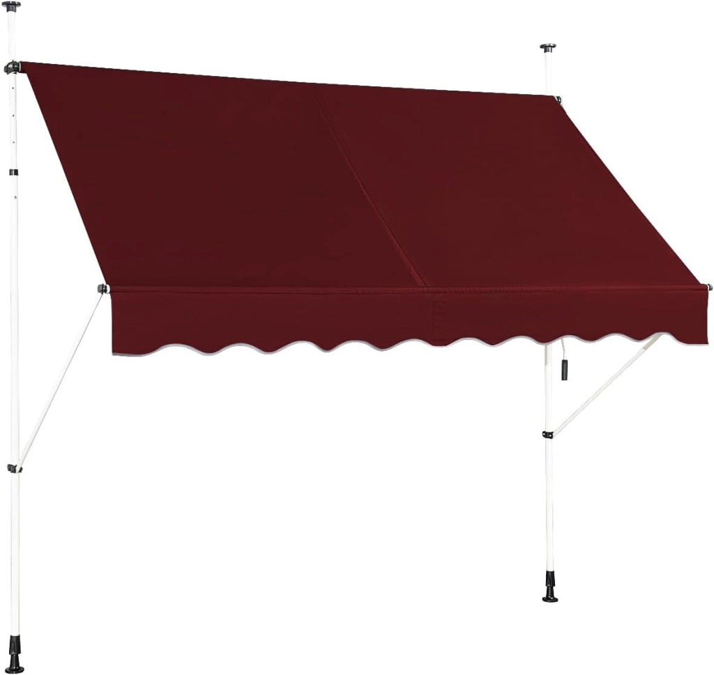 Tenda da Sole per Esterno, Tenda da Sole a Morsetto per Balcone con Struttura Telescopica e Tessuto Resistene ai Raggi Solari, Regolabile in Altezza e in Angolazione (200 cm,Rosso)