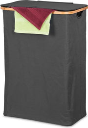 Asciugamani per bagno in bamboe e poliestere opacchi, 105L, con coperchio, nero, per bagno