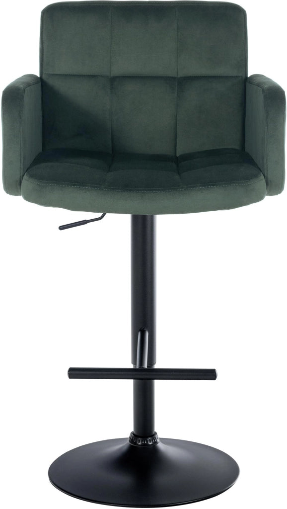 Set di 2 sgabelli da bar Los Angeles in velluto Verde scuro,nero