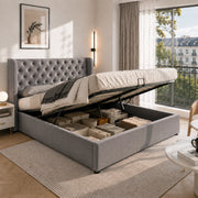 letto imbottito velluto grigio 140 x 190 cm