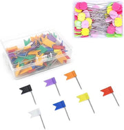 200 Pinwandpinnen in Acciaio Inossidabile con Bandierine e Spilloni Colorati