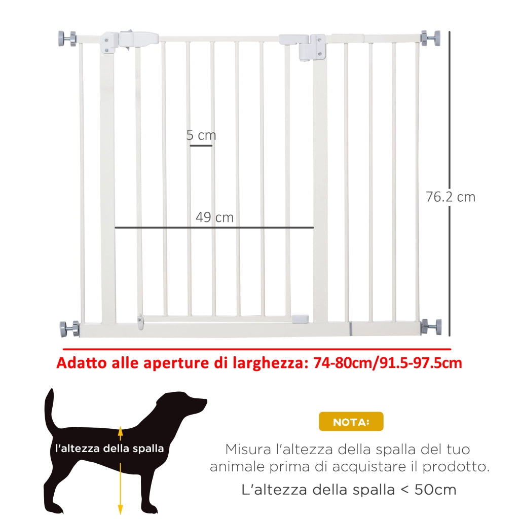 Cancelletto per Cani Estensibile a Pressione ¨C zephmum ¨C Bianco 76.2cm