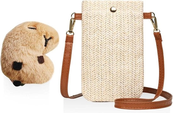 Borsa per spalle bianca con hanger e cinturino lungo - Tasca verticale per cellulare laterale per donne - Unico modello.