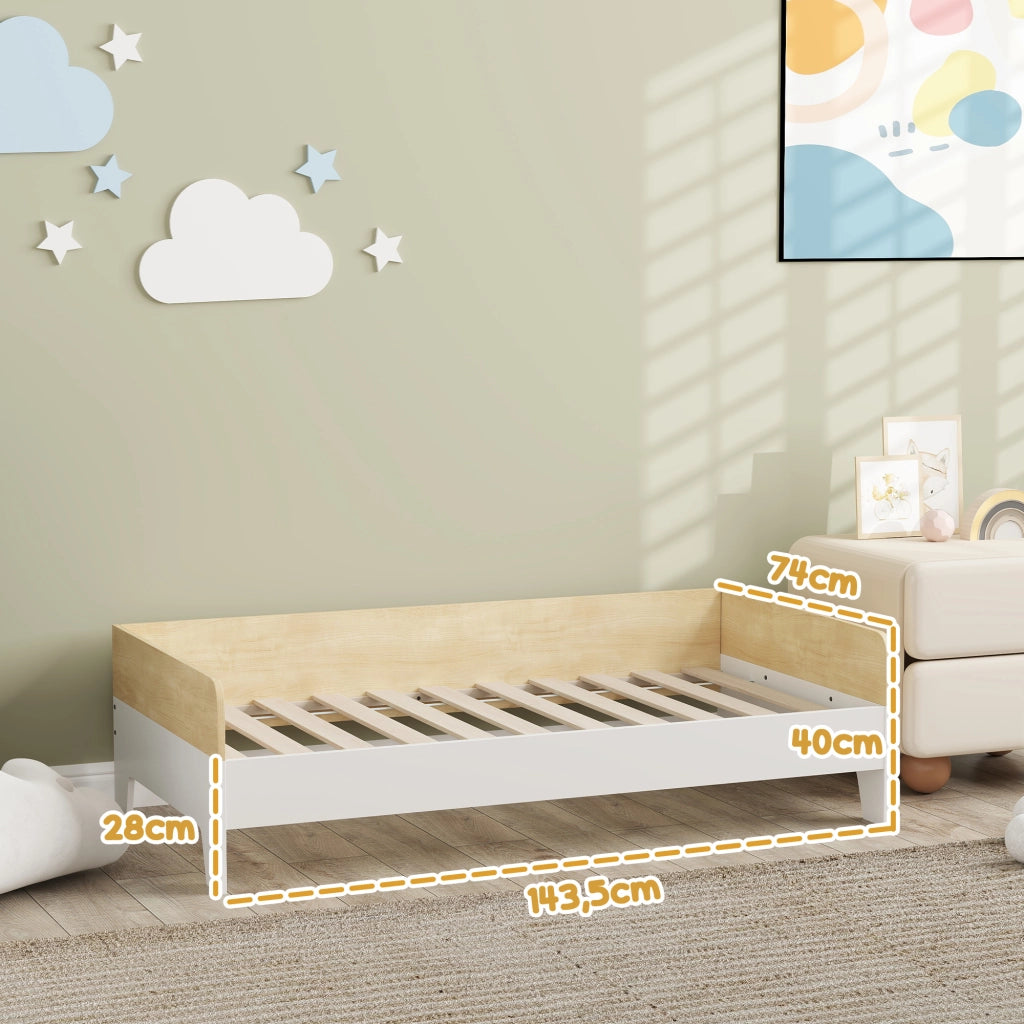 Letto singolo per bambini in legno bianco e naturale ¨C Xylo ¨C 140x70 cm, carico 80 kg