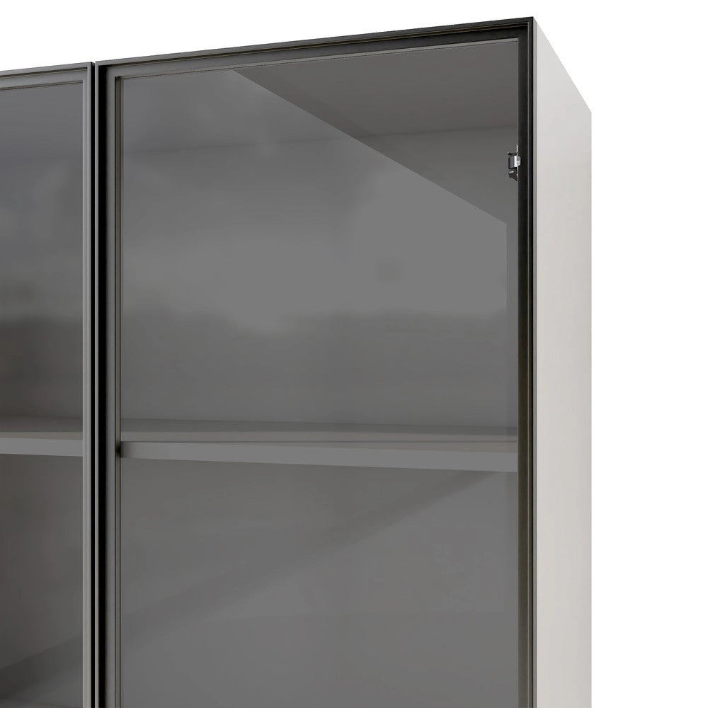 Vetrina LED con Libreria e Scaffale ¨C Xylo ¨C Legno, Ante in Vetro, 140x40x160 cm