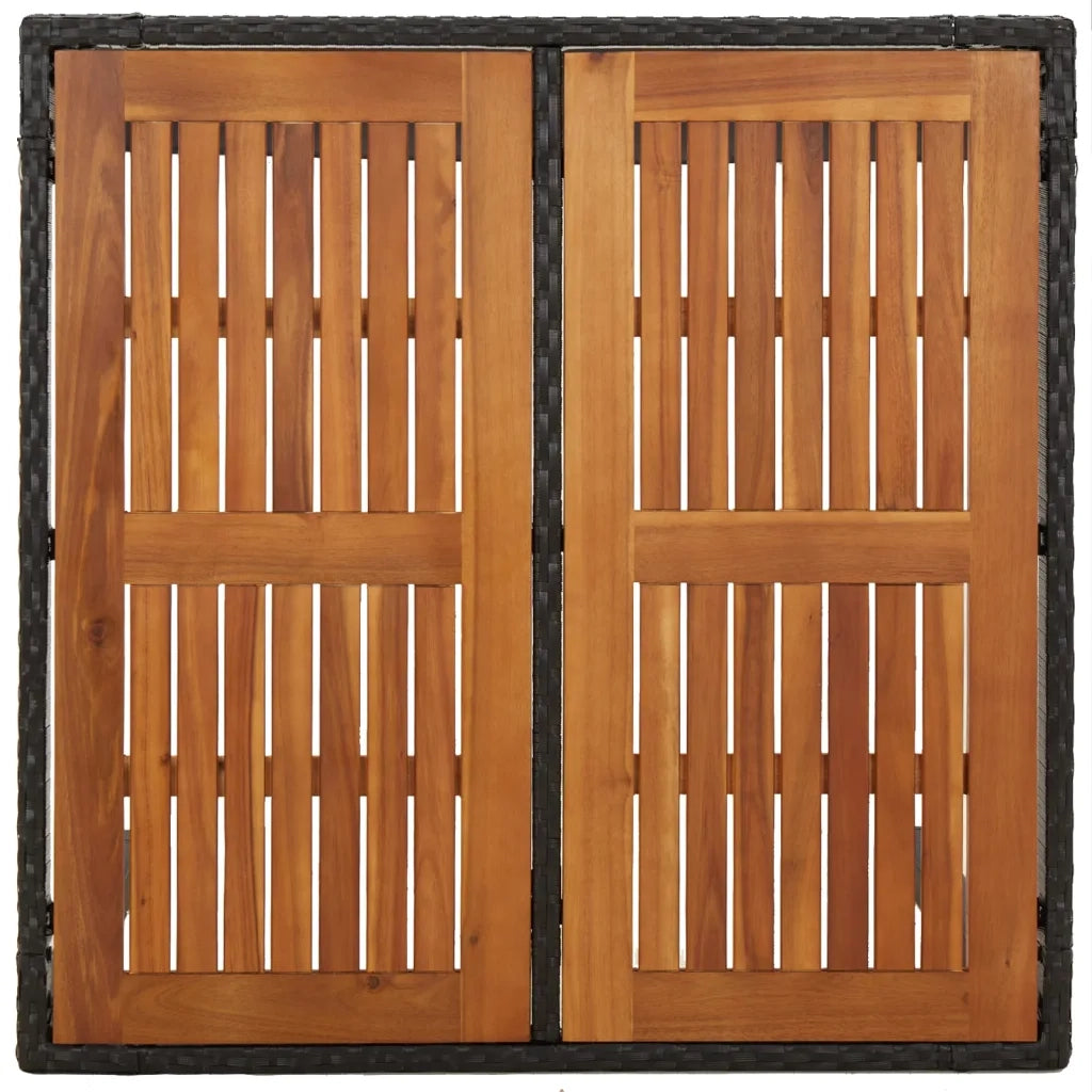 Tavolo da Giardino | Tavolino da esterno Piano in Legno Nero 90x90x75 cm Polyrattan
