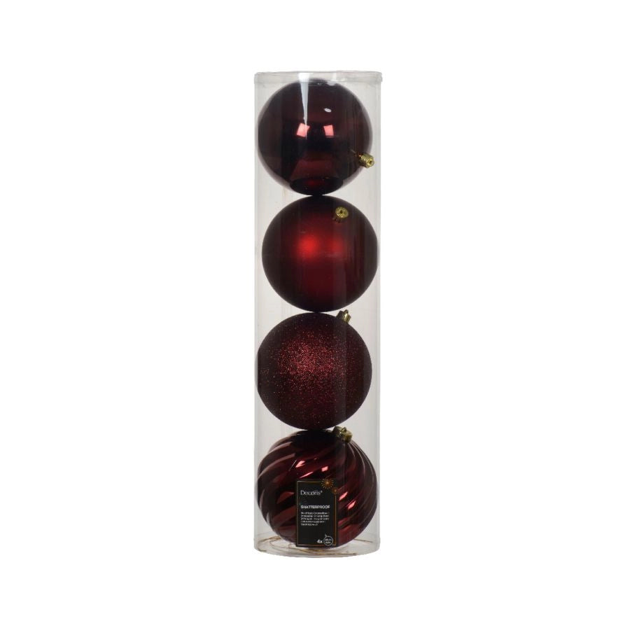 PALLINE NATALIZIE GRANDI VINACCIA 14CM INFRANGIBILI KAEMINGK SET 4 PEZZI